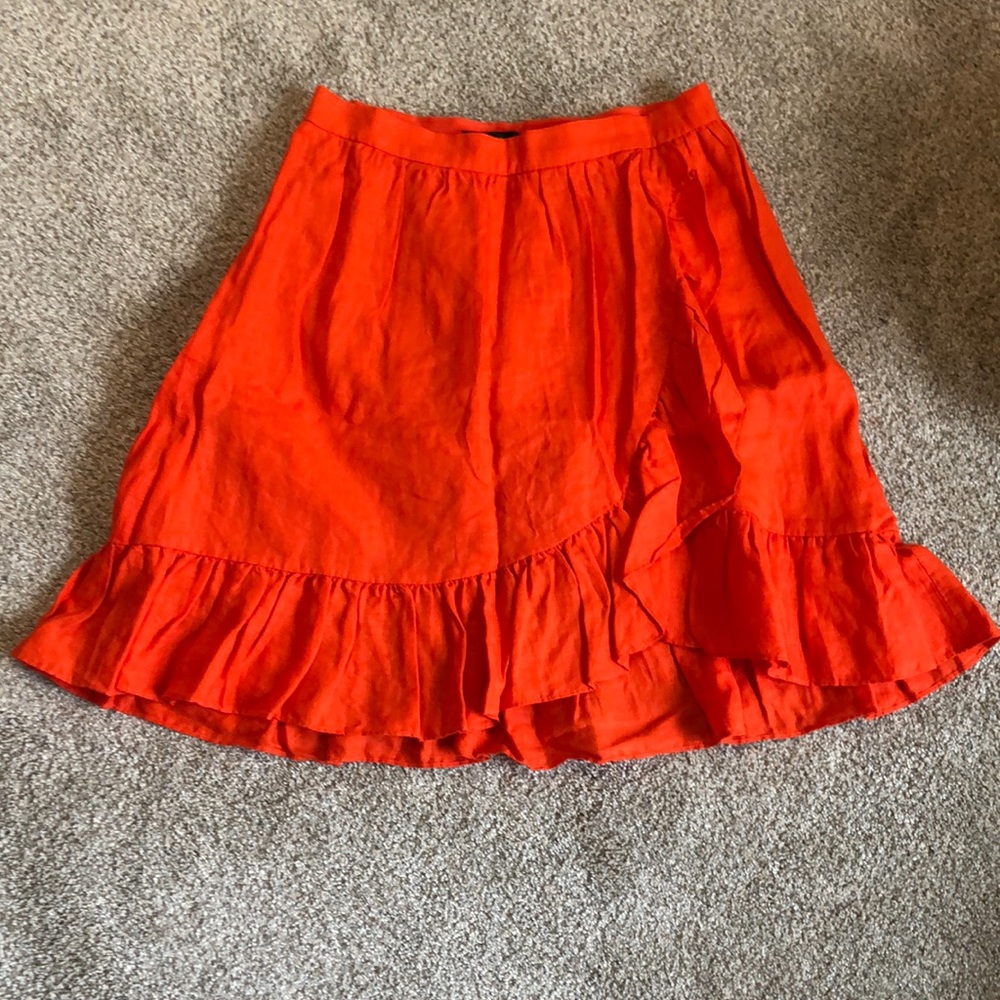 Jcrew ruffle linen skirt